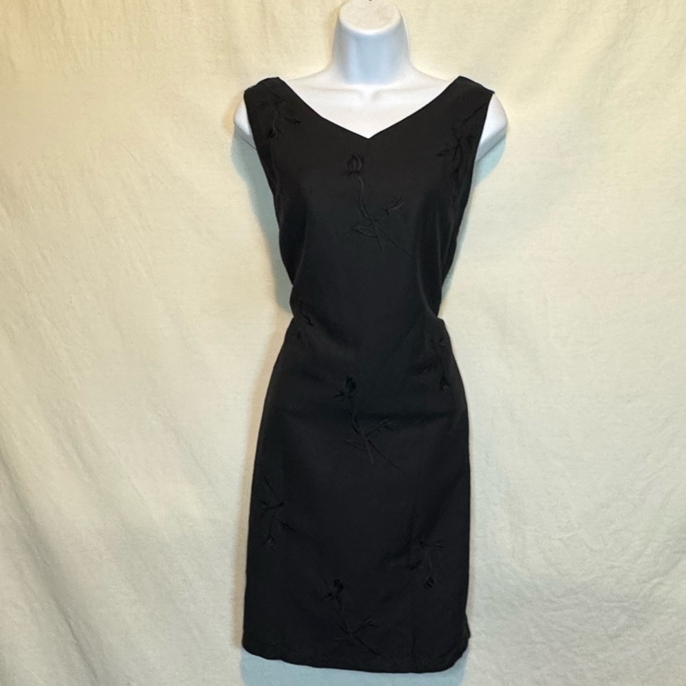 G-160 Appraisal Black Embroidered Lined MIDI‎ Dress Size 12